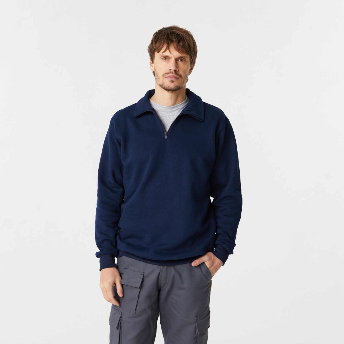 Buzo Frisa Medio Cierre Azul Marino